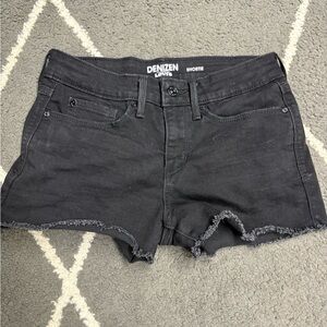Levi's Black Jean Shorts with Distressed Hem